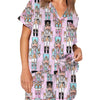 Women's Black Candy Cane Satin Short Pyjamas – image 5