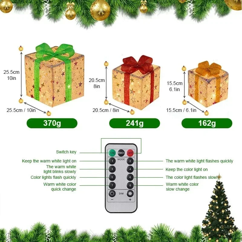 Light-Up Christmas Gift Boxes, Set of 3 – image 2
