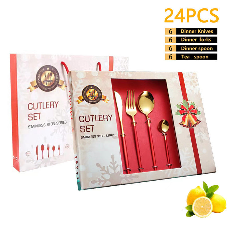 Mirror-Finish Stainless Steel Christmas Cutlery Set