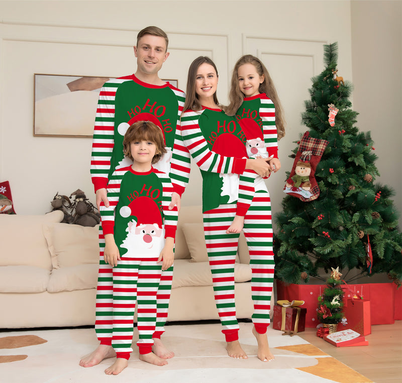 Family Green Santa Red Stripe Christmas Pyjamas