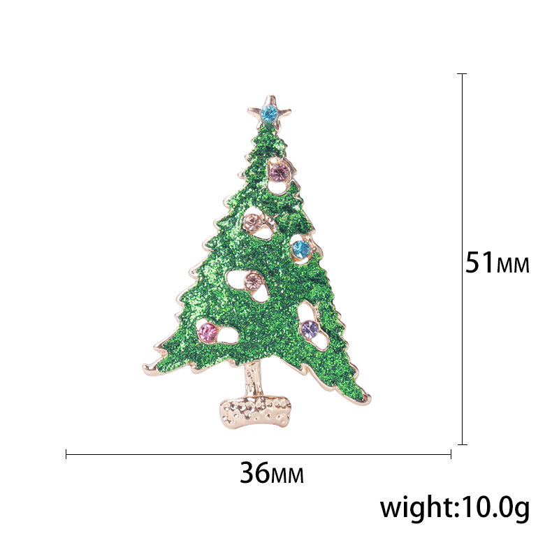 Enamel Christmas Tree Brooch with Coloured Gems – image 3