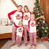 Family Reindeer Top & Red Stripe Christmas Pyjamas