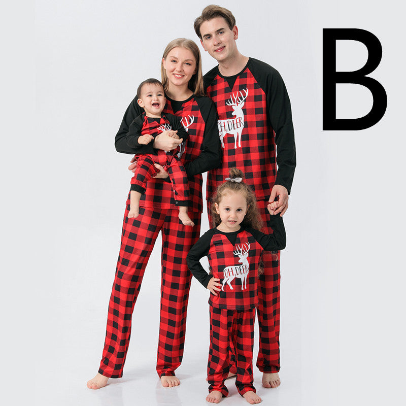 Family Reindeer Raglan & Buffalo Plaid Pyjamas – Style B