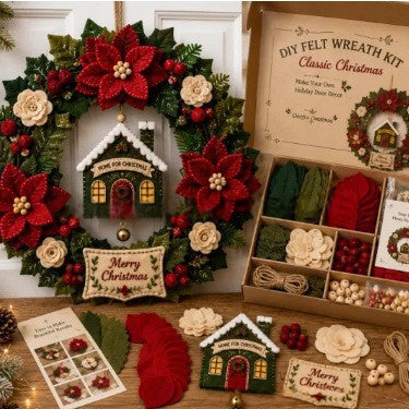 DIY Felt Christmas Wreath Kit – Santa & Snowman – image 4