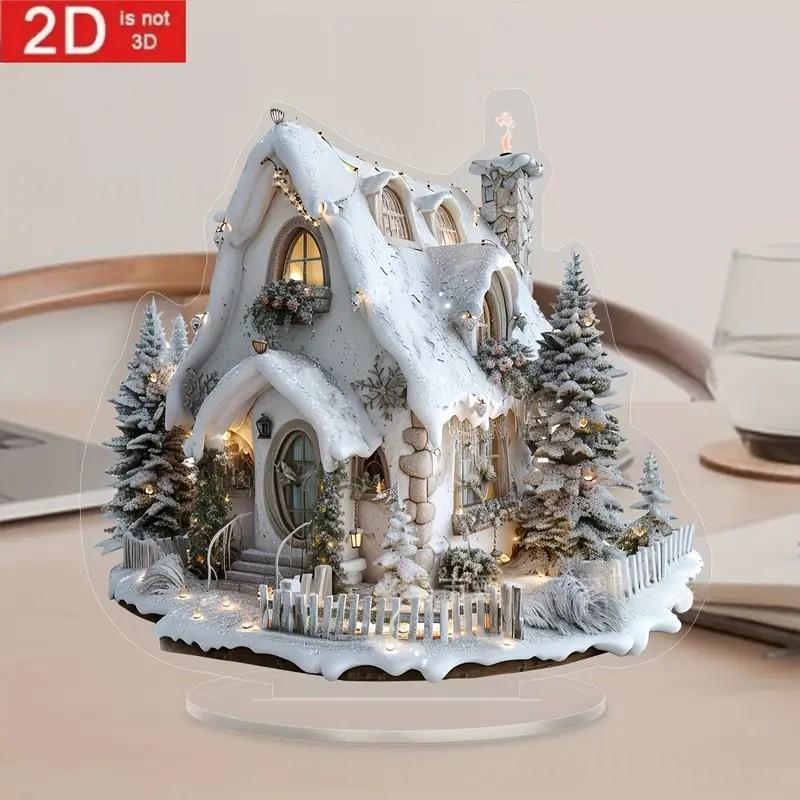 Snowman & Christmas House Acrylic Ornament