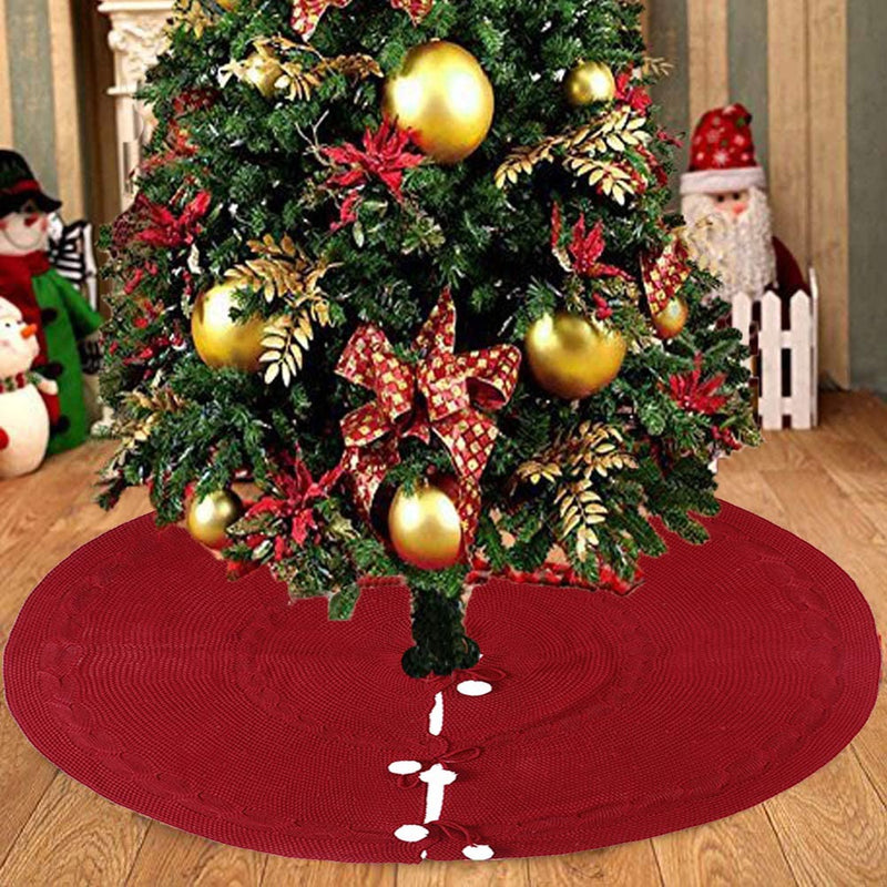 Wine Red Christmas Tree Skirt, 120 cm