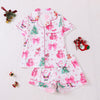 Women's White Pink Bow Short Christmas Pyjamas