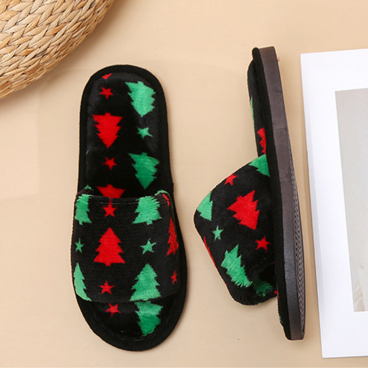 Open-Toe Snowflake Plush Christmas Slippers – image 2
