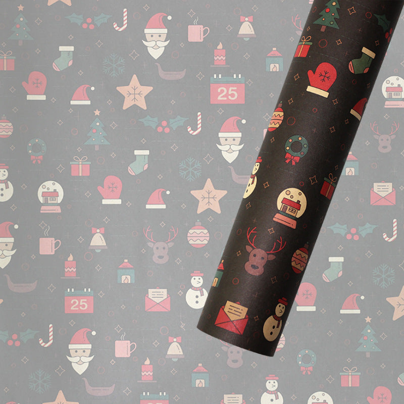 Retro Christmas Kraft Gift Wrap
