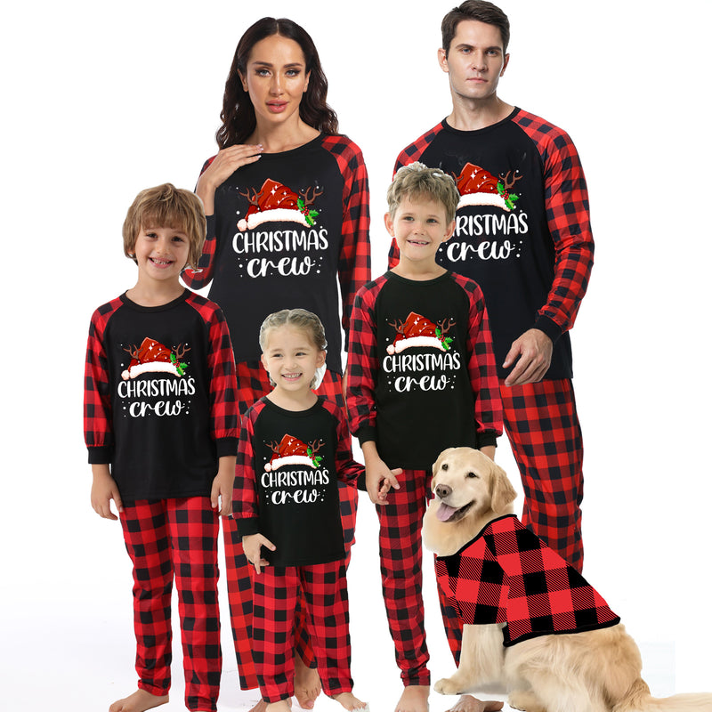 Family Christmas Crew Santa Hat & Plaid Pyjamas