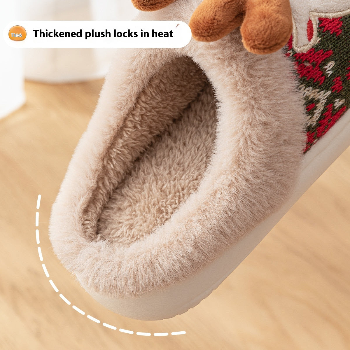 Fair Isle Reindeer Plush Christmas Slippers – image 5