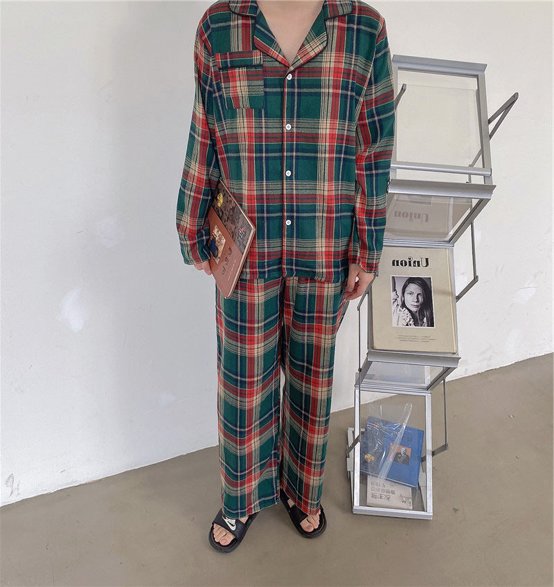 Green Tartan Button-Up Christmas Pyjamas