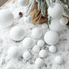 White Snowball Christmas Ornaments, Set of 6