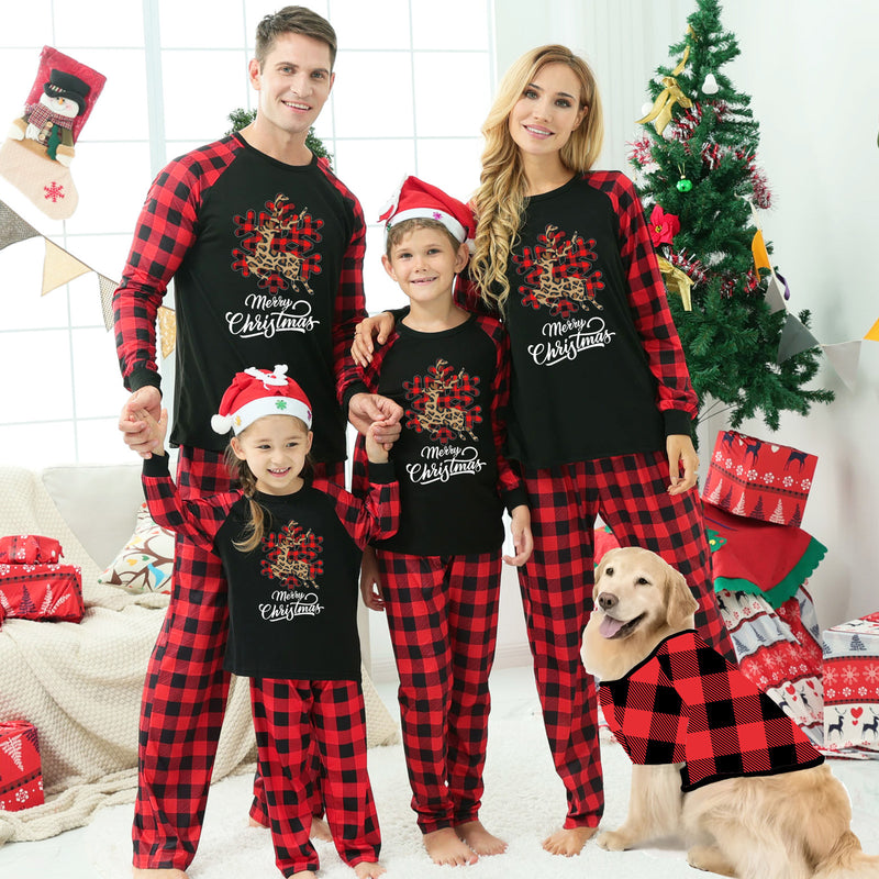Family Black Merry Christmas Script & Plaid Pyjamas