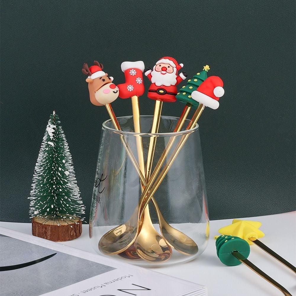 Christmas Tree & Snowman Coffee Spoon and Fork Set – image 5