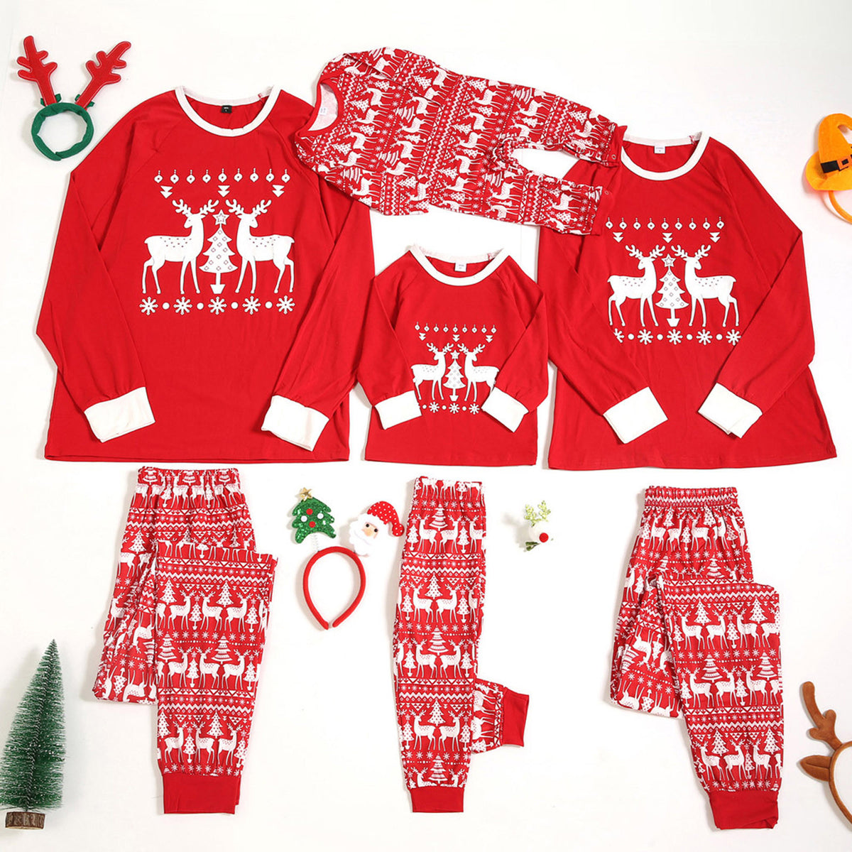 Family Red Reindeer & Snowflake Christmas Pyjamas – image 3