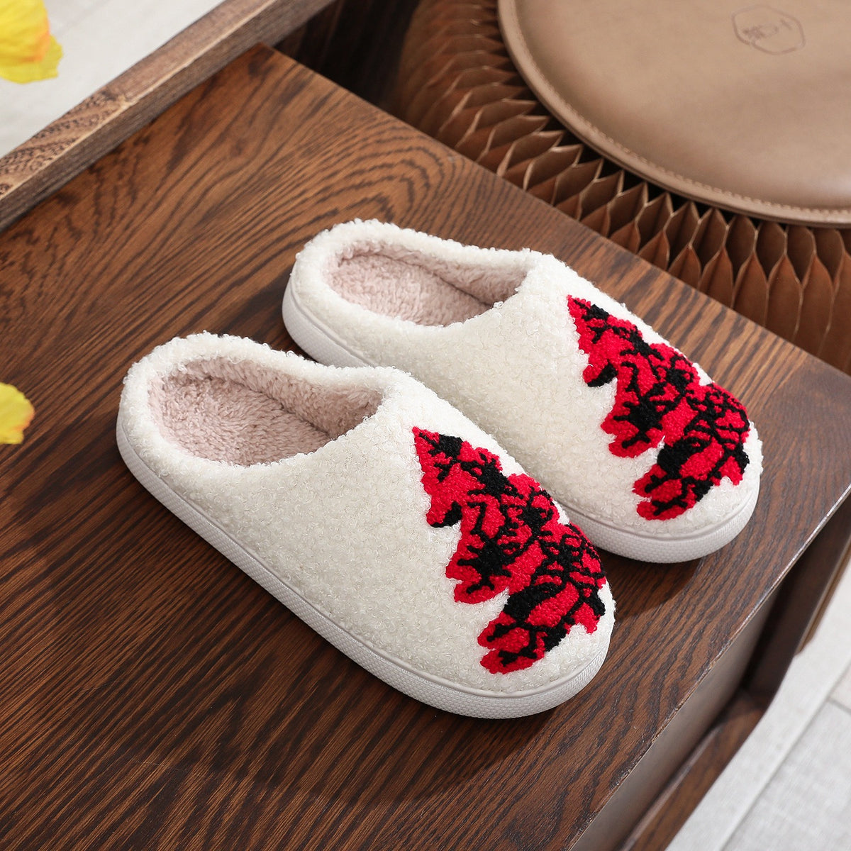 Plaid Christmas Tree Teddy Fleece Slippers – image 3