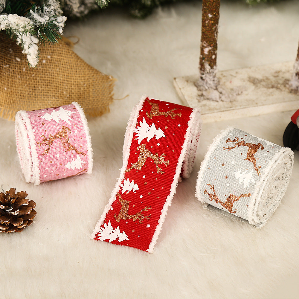 Reindeer & Tree Christmas Ribbon