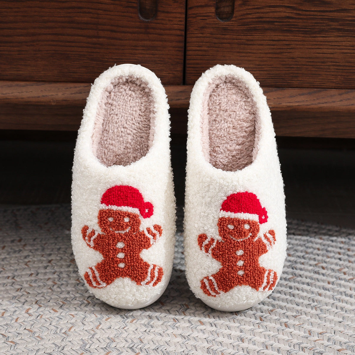 Gingerbread Man Teddy Fleece Slippers