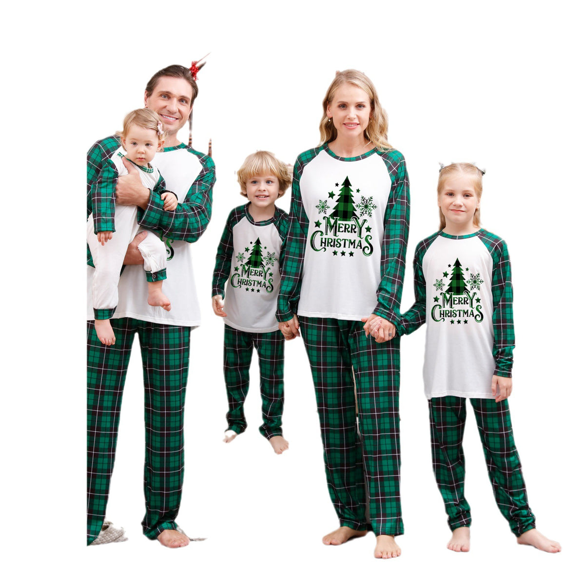 Family Merry Christmas Tree Raglan & Green Plaid Pyjamas – image 5