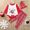 Baby Reindeer Romper, Plaid Trousers & Hat Set