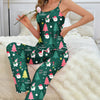 Women's Green Santa & Tree Cami Christmas Pyjamas