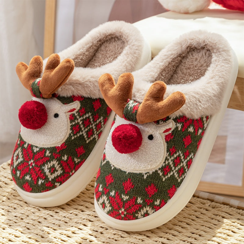 Fair Isle Reindeer Plush Christmas Slippers – image 4