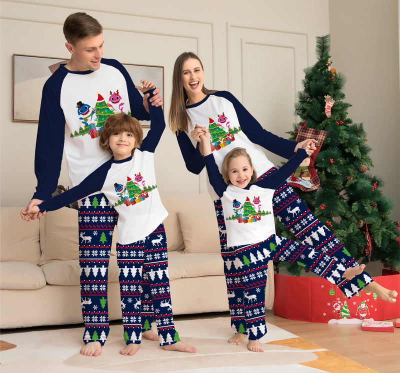 Family Dinosaur Raglan & Navy Fair Isle Pyjamas