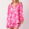 Women's Green Bow Print Satin Christmas Pyjamas – image 3