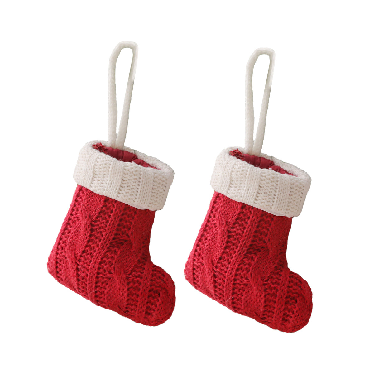 Mini Knitted Stocking Cutlery Holder – Red & Green – image 5