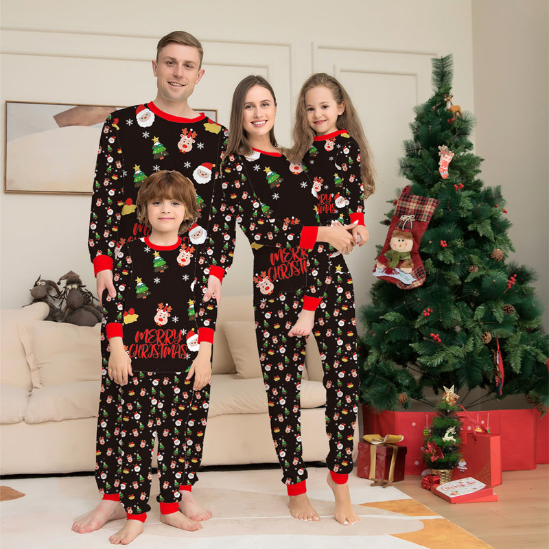 Family Black Santa Print Christmas Pyjamas