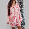 Women's Green Bow Print Satin Christmas Pyjamas – image 4