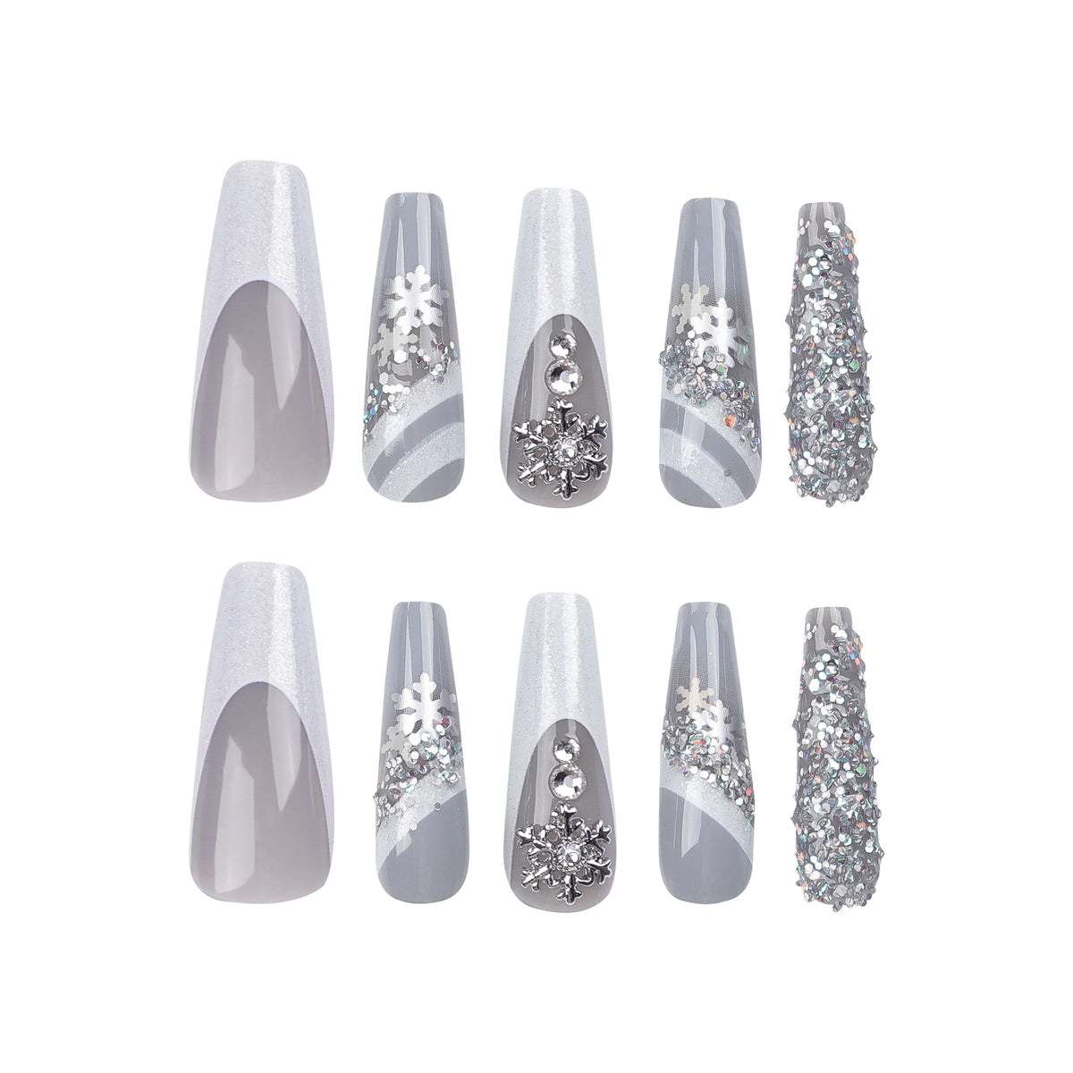 Silver Glitter Christmas Press-On Nails – image 3