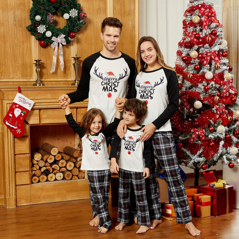 Family Merry Christmas Antler Raglan & Tartan Pyjamas