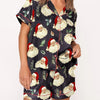 Women's Black Candy Cane Satin Short Pyjamas – image 4