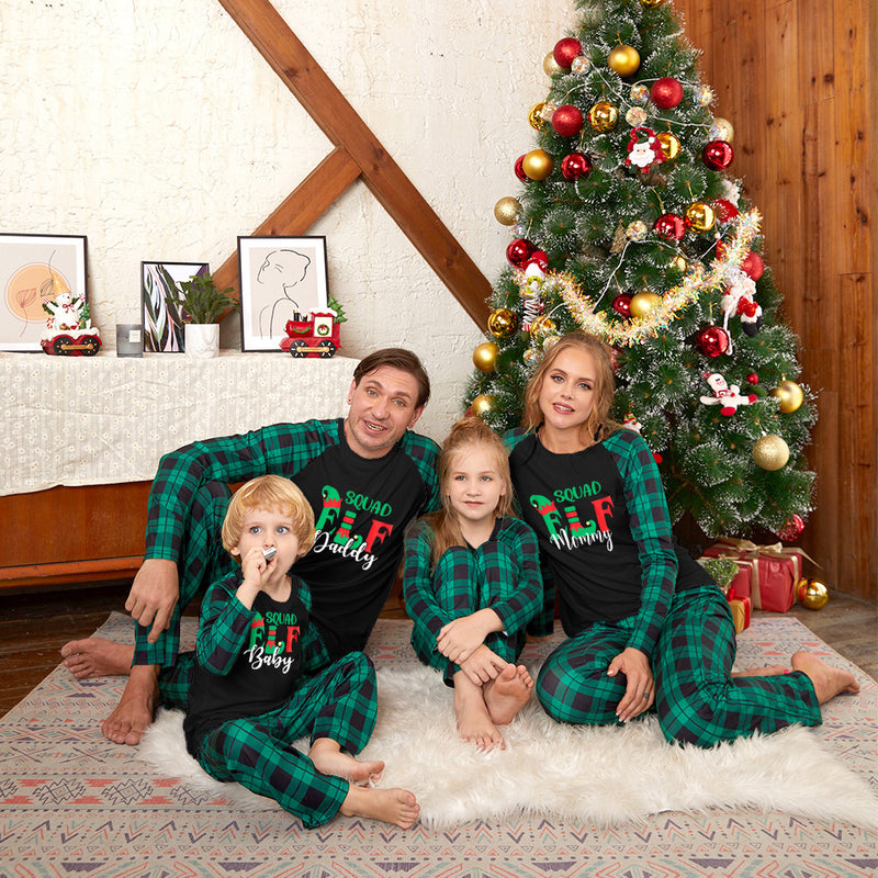 Family Green Tartan Slogan Christmas Pyjamas