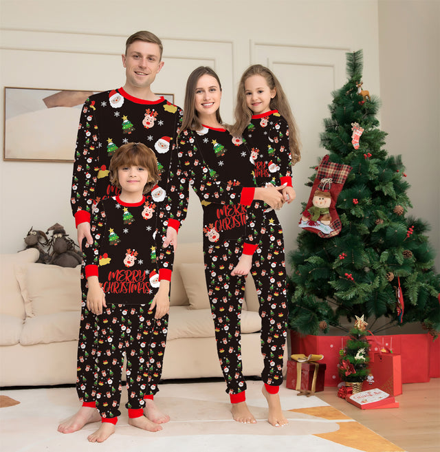 Family Black Christmas Icons Print Pyjamas