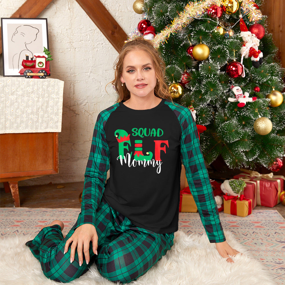 Family Green Tartan Slogan Christmas Pyjamas – image 3