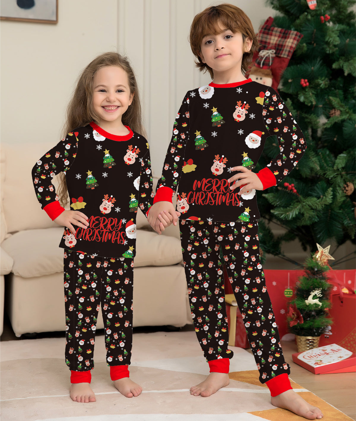 Family Black Christmas Icons Print Pyjamas – image 2