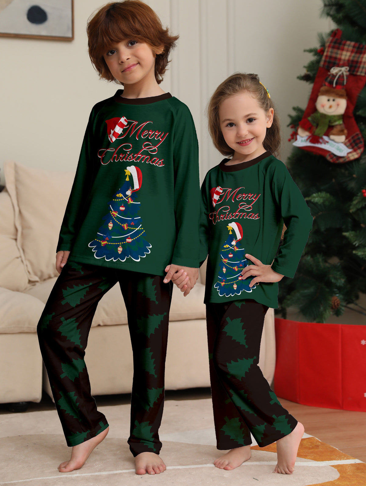 Family Green Merry Christmas Santa Pyjamas – image 2