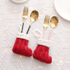 Mini Knitted Stocking Cutlery Holder – Red & Green – image 2