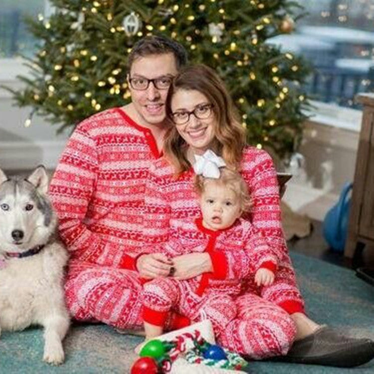 Family Pink Nordic Christmas Pyjamas